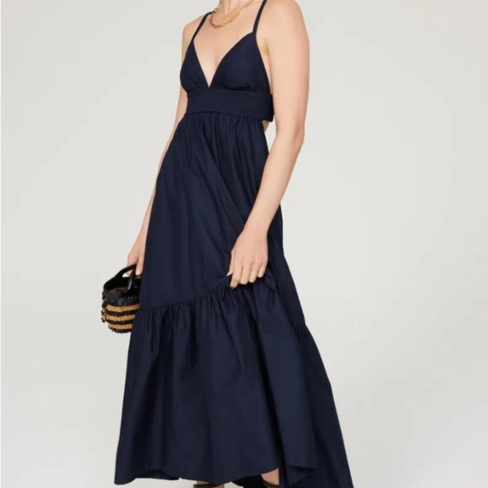 A.L.C. Navy Maxi Dress with Smocked Waist